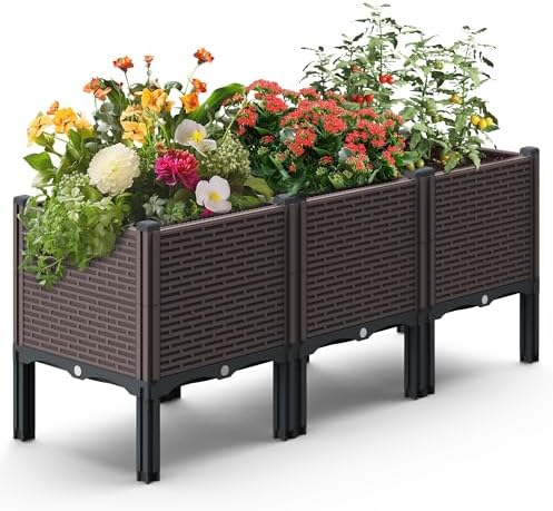 Top 5 Raised Vegetable Garden Boxes You Didn't Know You Needed 4 47x15x19in Raised Garden Beds Outdoor, Polypropylene Elevated Planter Boxes Outdoor for Vegetables, Flowers, Herbs, Garden Box with Drain Outlet, Heat and Frost Resistance Planters, 300lb Capacity