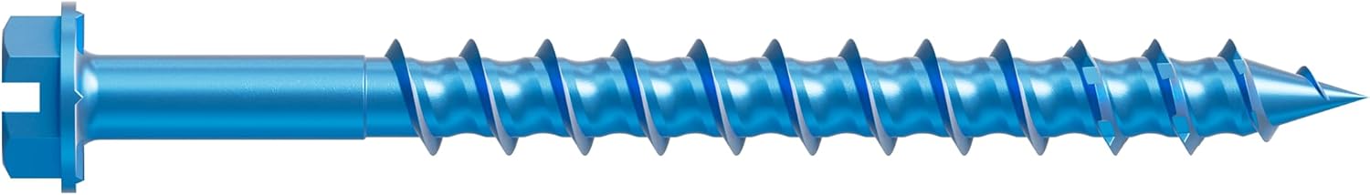 Simpson Strong-Tie TNT18214H Titen Turbo — 3/16 in. x 2-1/4 in. Hex-Head Concrete and Masonry Screw, Blue (100-Qty)