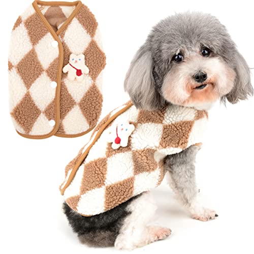 Zunea Winterjacke Mantel für Kleine Hunde Fleece Pullover Weiche Warme Welpen Kleidung Fuzzy Sweater Plaid Flauschige Kaltwetterweste Haustier...