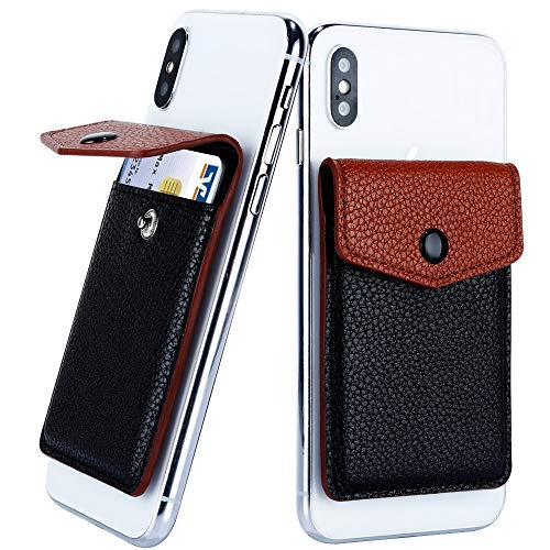 Preisvergleich Produktbild DOB SECHS Kartenhalter für Smartphones, Kartenhülle, Kreditkartenetui, Handy Etui Wallet für Kreditkarten & Bargeld, Braun