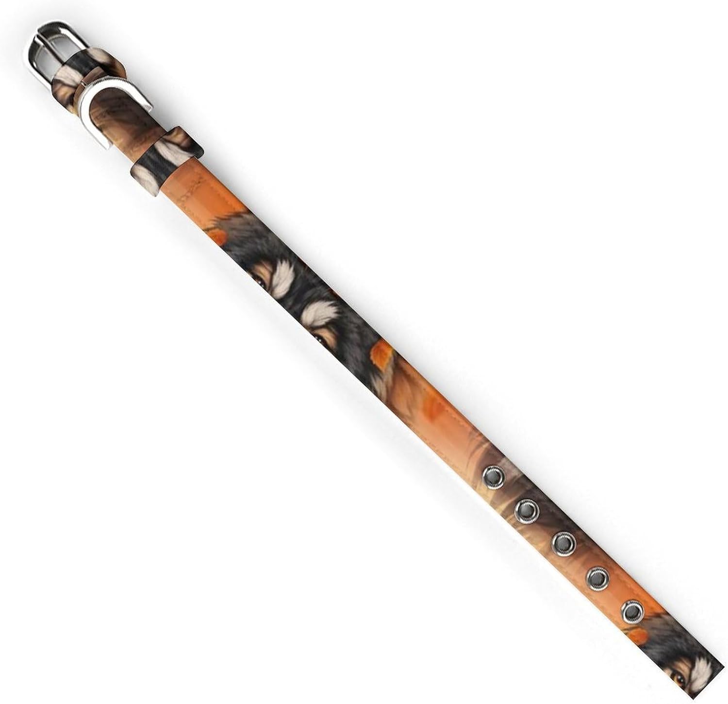 Personalized & Adjustable Dog Collar, Soft Breathable Material with Metal Buckle, Realistic Camo Fall Maple Leaves Hunting Wolf, for Small/Medium Pets Daily Comfort