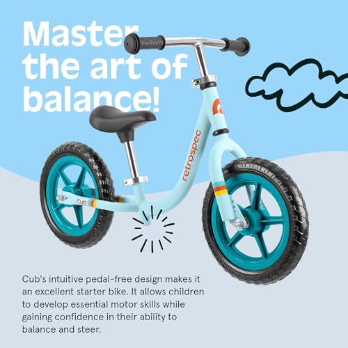 Image of Retrospec Cub Toddler Balance Bike for Ages 18 Months - 3 Years - 12in No-Pedal Beginner Bicycle with Adjustable Seat, Puncture-Proof Tires & Safe Low Frame Design