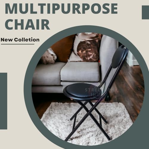 Image of Streetup India 18 Inch Folding Stool Chair Black - Metal