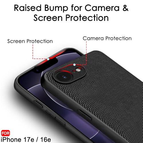 Image of TheGiftKart for iPhone 16e / iPhone 17e Case, Fabric Texture Back Cover, Slim & Lightweight, Ultra-Premium Design, Camera Protection Bump, Hybrid Slim Back Cover Case (PC & TPU, Black)
