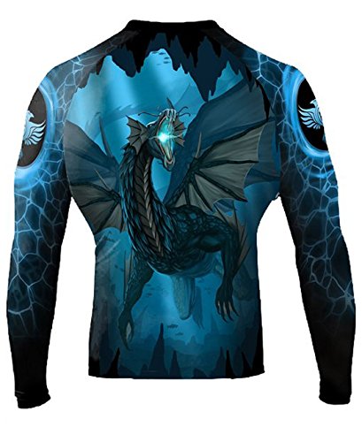 Raven Fightwear Men's Water Dragon Rash Guard MMA BJJ Black Large