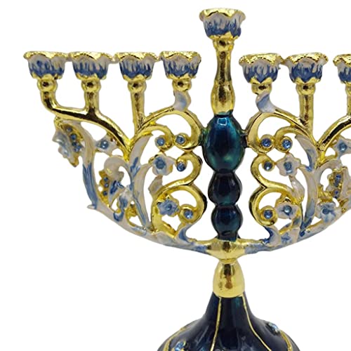 rockible Menorah Candlestick Enamel Judaica Candelabra Antique Decor C