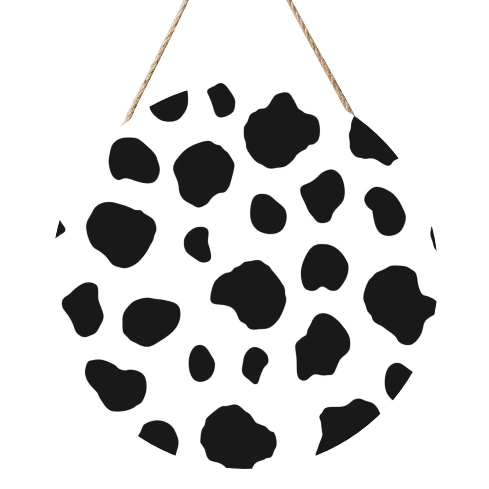 InOmak Cute Cow Pattern Print, Round Wood Panel Painting 12 in, Wall Hanging Painting For Home