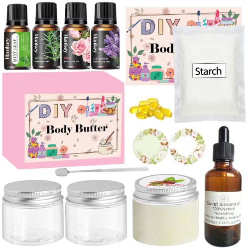 DINGTU Body Butter Making Kit- Shea Butter Lotion Making Kit, DIY Crafts for Adults, Organic Shea Butter Natural Whipped Body Butter Maker Skin Care Gifts for Women
