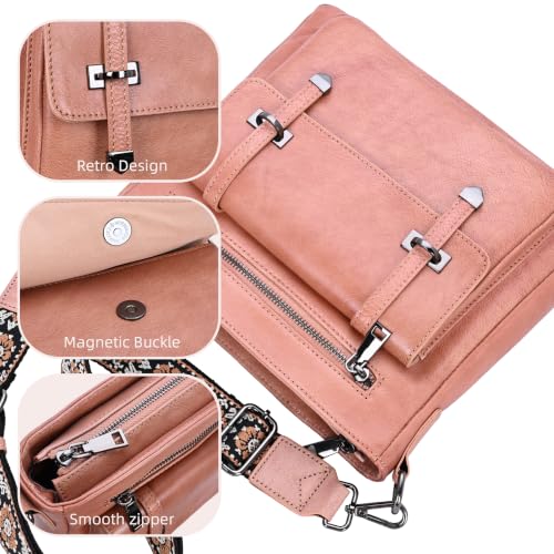 Image of Iswee Soft Leather Crossbody Bags for Women Shoulder Handbags Multi Pockets | Travel Purse with Adjustable Strap Medium Size Organizer Designer Pocketbooks with Adjustable Strap