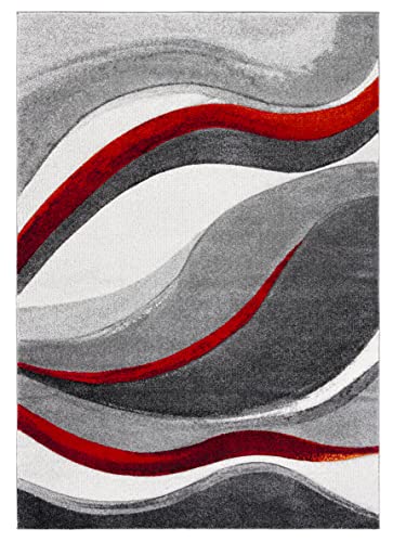 SAFAVIEH Hollywood Collection 9' x 12' Area Rug - Grey & Red - Image 3