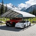 Poborin 20x20 Carport Heavy Duty Galvanized Steel Garage?All Weather Protection 2 Car Shelter, Metal Carport Kit for SUV Truck Boat Tractor Storage