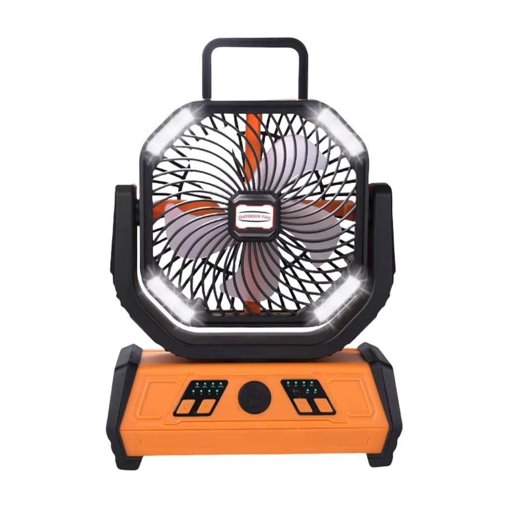Ventilador de camping para calor extremo con luz potente y gran batería de 10000 mAh