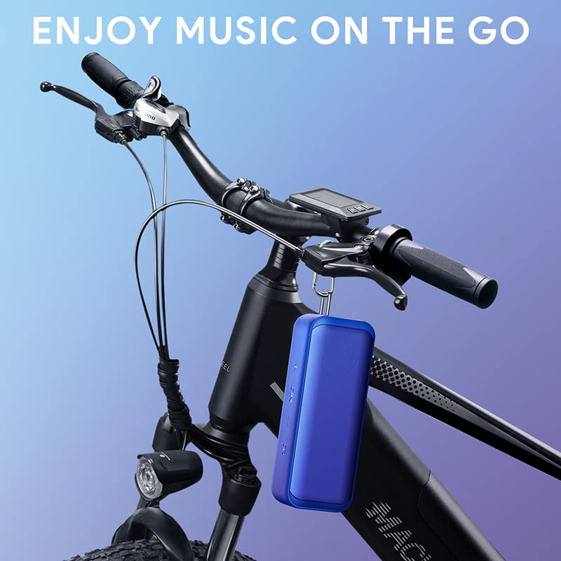 m MU Bluetooth Lautsprecher kabelloser, Bluetooth 5.0, 28h Akku, 360° Stereo Sound, Verbesserter IP67 Wasserschutz, Lautsprecherbox mit TWS Technologie, Powerbank Dienstprogramm für den Notfall/Blau – Bild 6