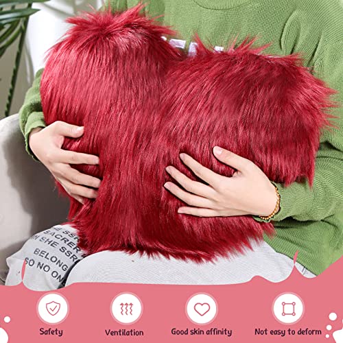 Enhon 2 Pcs Heart Pillows Heart Shaped Throw Decorative Pillows 20 X 15.7 Inch Plush Cute Soft Heart Pillows For Bedroom Living Kids Room Sofa Office (Wine Red) #TOP4