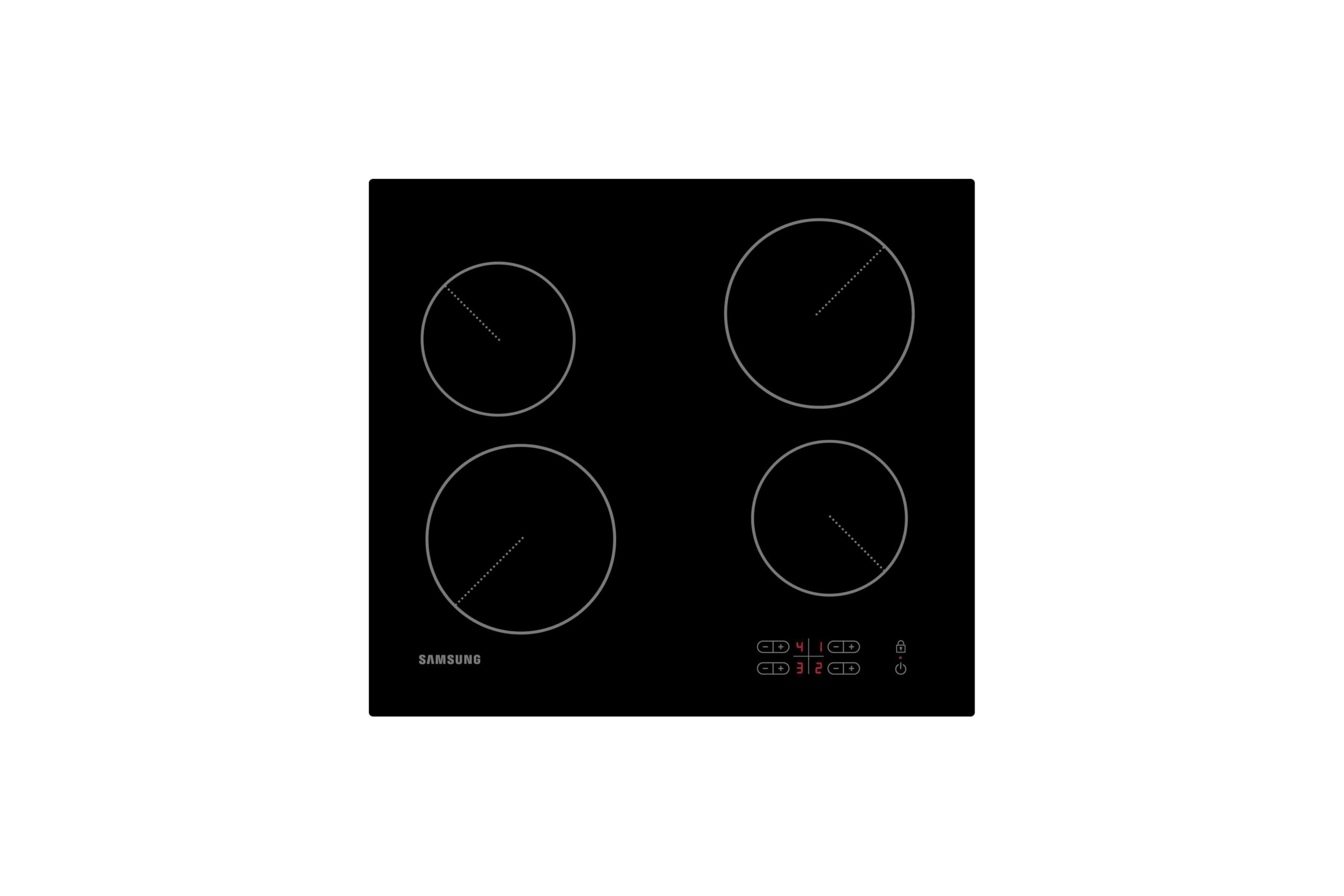 Samsung Ceramic Hob with 4 Cooking Zones, With Touch Control, Colour: Black, Material: Glass, C61R2AEE