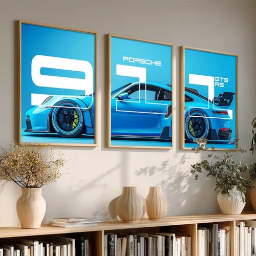 Image of kotart Big Sports Cars Framed Posters Gift Items for Boys Room Wall Decoration Bedroom Living Room Office Studio Decor | Car Poster Frame for Wall Decor Set Of 3 Size (19 X 25 inch)