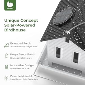 MrCrafts Solar Bird Feeder - Hanging Metal Bird House Feeder with Solar Lights, Outdoor Solar Lantern, Garden Decor for Outside, Unique Gifts for Mom, Grandma, Christmas MrCrafts Solar Bird Feeder Hanging Metal Bird House Feeder with Solar Lights Outdoor Solar Lantern Garden Decor for Outside Unique Gifts for Mom Grandma Christmas