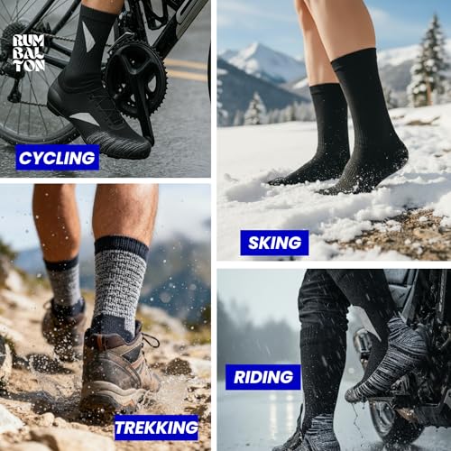 Image of Waterproof Socks - No Sipage, Breathable Over-Ankle Unisex for Men & Women, Hiking, Trekking, Walking, Cycling, Fishing, Running & Outdoor (IN, Alpha, L, Black & Grey Pattern)