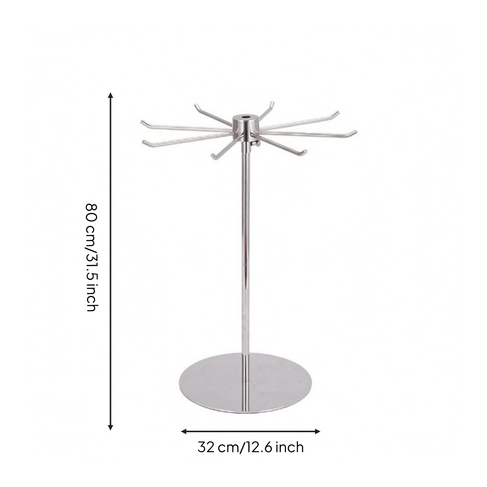 Portagioie Girevole con Ganci Elegante, Effetto Specchio, 1 Livello, Altezza Fissa di 80 Cm
