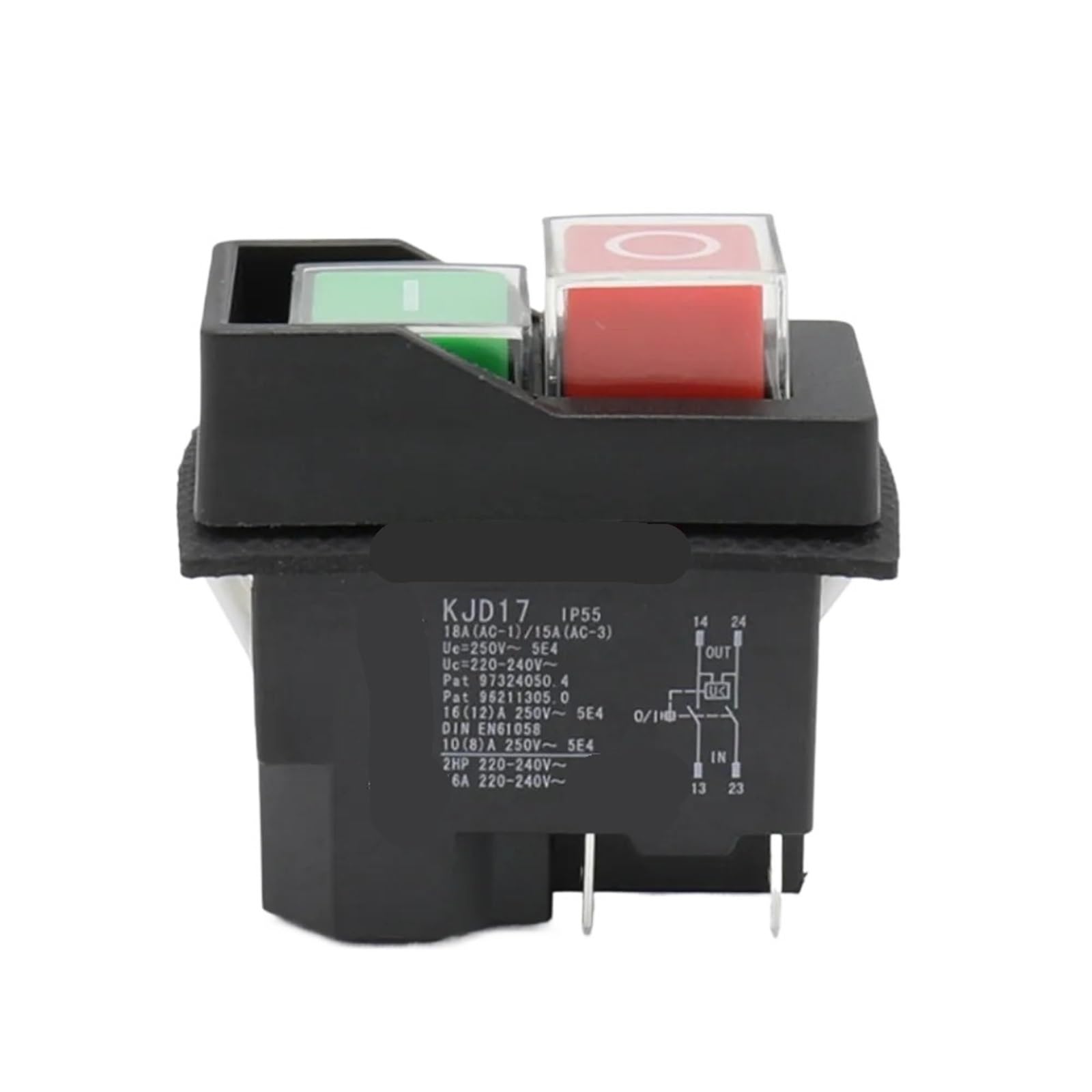 1 interruptor pulsador electromagnético de CA de 250 V y 16 A, 4/5 pines, 50/60 Hz, protección contra subtensión, interruptor de seguridad de arranque.(5PINS)