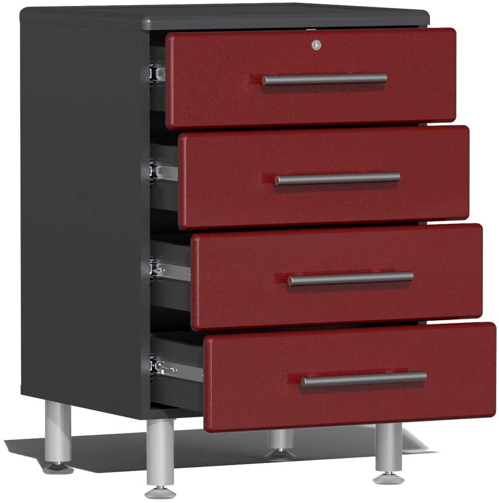 Ulti-Mate UG22141R 14-Piece Cabinet Kit with 2 Channeled Worktops in Ruby Red Metallic