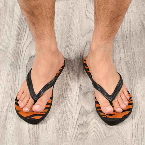 Tiger Stripes Orange Brown Flip Flop Beach Summer Casual Sandal for Women & Men Shower Shoes 208618124