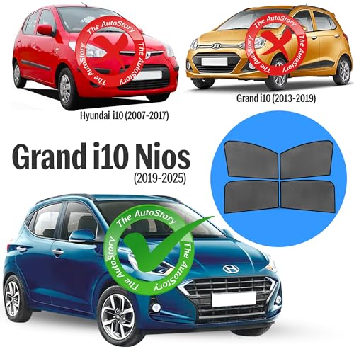 Image of Autostory Custom Fit Black Mesh Car Sunshade for i10 Nios 2019-2025 | UV & Heat Protection Car Window Curtains | Privacy Car Sun Shade | Breathable Vehicle Specific Side Window Shades