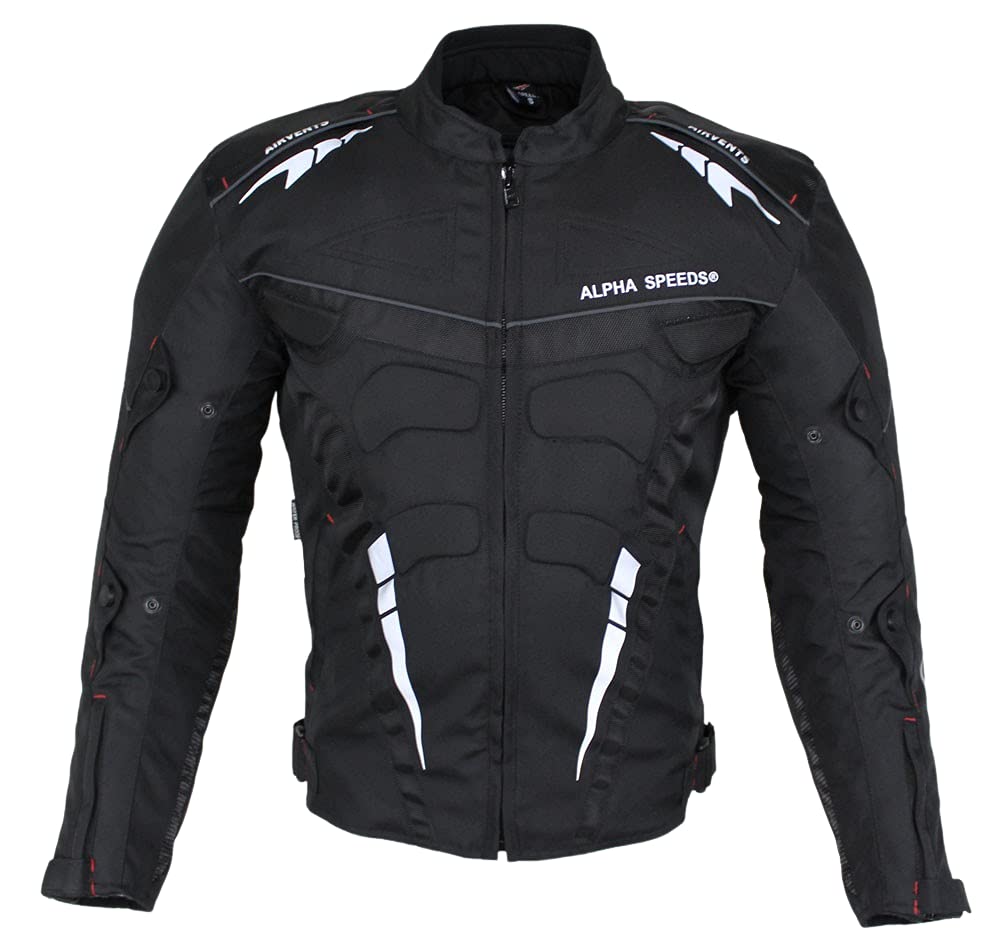 EURO STARS Motorradjacke Herren Textil Jacke mit Protektoren, Wasserabweisend, Winddicht, Biker Custom, Touring, Quad, Sport und Freizeit Jacke Schwarz