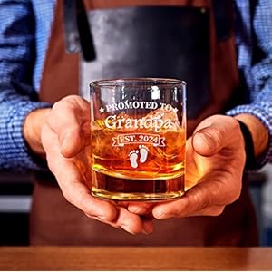 Promoted To Grandpa Est 2024 Whiskey Glass - 11oz Old Fashioned Bourbon Rocks Glass - First Time Grandparents Gifts - Grandparent Announcement - New Grandparent Gifts First Time, Papa To Be Promoted To Grandpa Est 2024 Whiskey Glass 11oz Old Fashioned Bourbon Rocks Glass First Time Grandparents Gifts Grandparent Announcement New Grandparent Gifts First Time Papa To Be