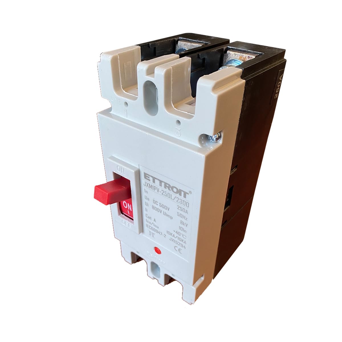 A2ZWORLD Interruttore Scatolato Magnetotermico Per Fotovoltaico, MCCB DC Curva C, 2P DC 500V 250A, Ui 800V Uimp 8Kv, Ics 10kA Icu 10kA, IP40 IEC60947-4
