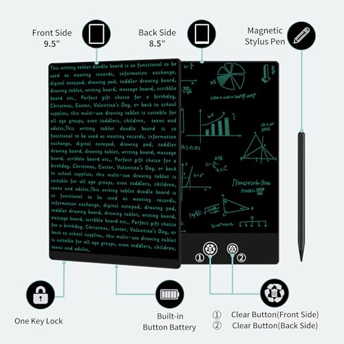 Image of LCD Writing Tablet for Adult: Double-Sided 9.5&8in
