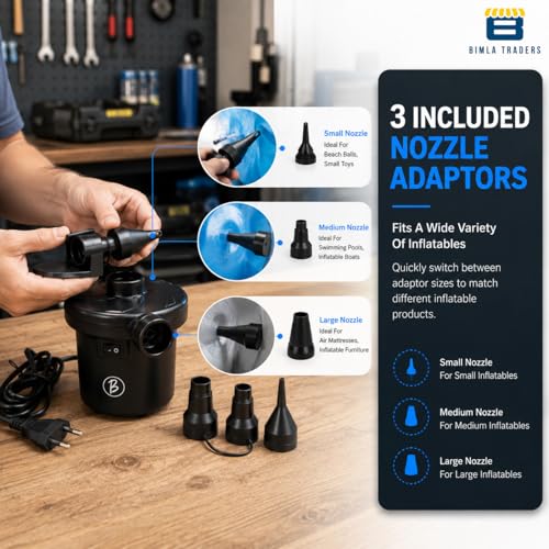 Image of Btag Portable Electric Air Pump | Fast & Efficient Inflator for Car Tires, Bikes, Balls & Inflatable Products