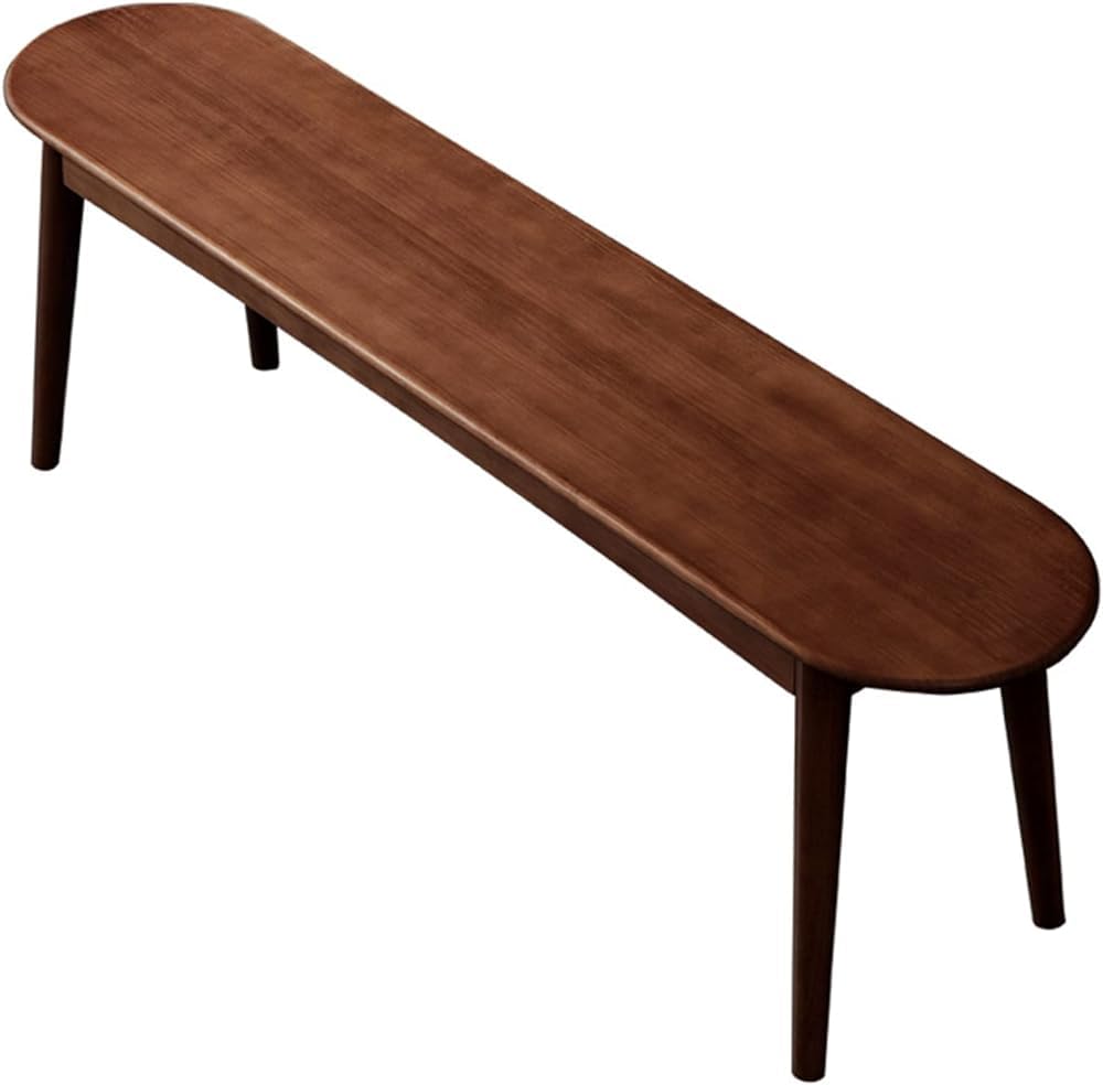 Banco de comedor de madera de roble macizo color nogal y esquinas redondeadas de 100 cm