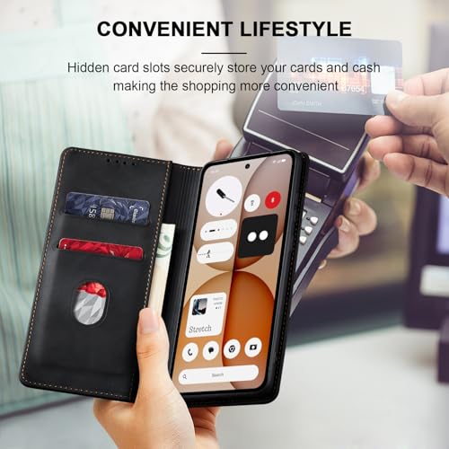 Image of Jasonyu Flip Wallet Case for Nothing Phone 4a 5G,Black