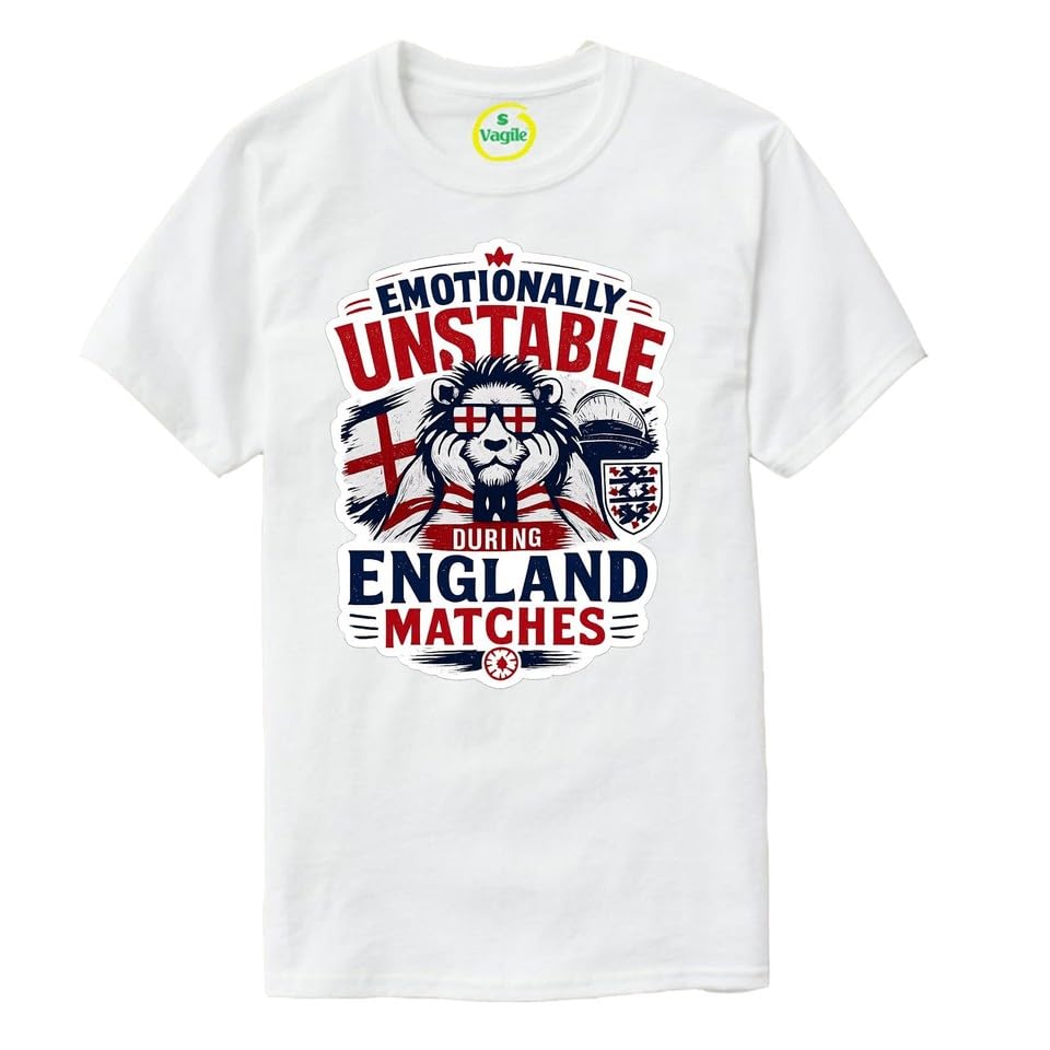 England 2026 World Cup T-Shirt - Emotionally Unstable During England Matches Tee White