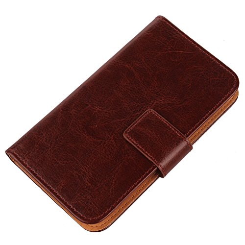 Gukas PU Etui Flip Case Housse Cuir Coque Cover Portefeuille Protection pour Wiko Iggy Brun