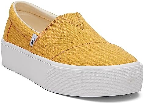 TOMS Women's Fenix Platform Slip-On Sneaker, Mango Washed Canvas, 9 | Image 1