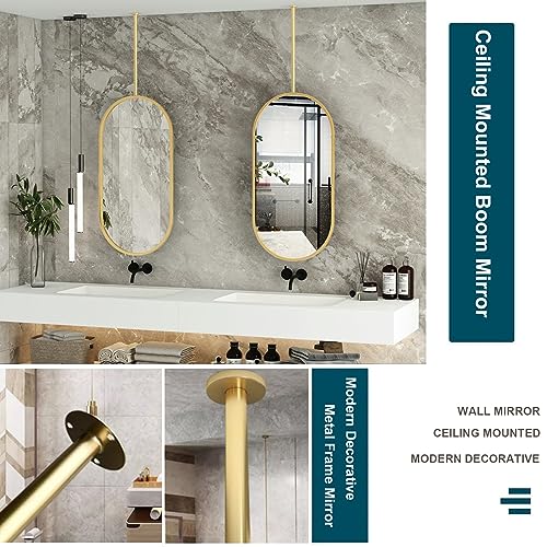 Miroir mural décoratif ovale en métal suspendu chic - 3