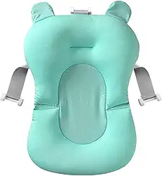 Almofada de Banho Ajustável Para Bebê, Conforto Anatômico Com Encaixe Perfeito na Banheira, Três Alças para Maior Segurança(VERDE-ÁGUA)