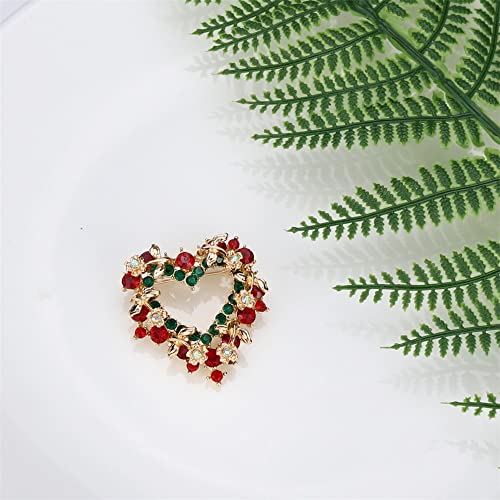 Image of Christmas Brooch Pins Crystal Christmas Tree Snowflake Jingle Bell Reindeer Enamel Brooches Holiday Party Gift for Women