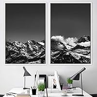 2 Piece Framed Canvas Wall Art Monochromatic Mountains Canvas Prints Home Artwork Decoration for Living Room,Bedroom - 16