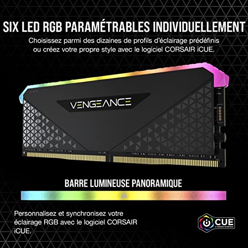 Barette mémoire Corsair Noir 1x16Go DDR4 pour optimiser les performances de votre PC fixe