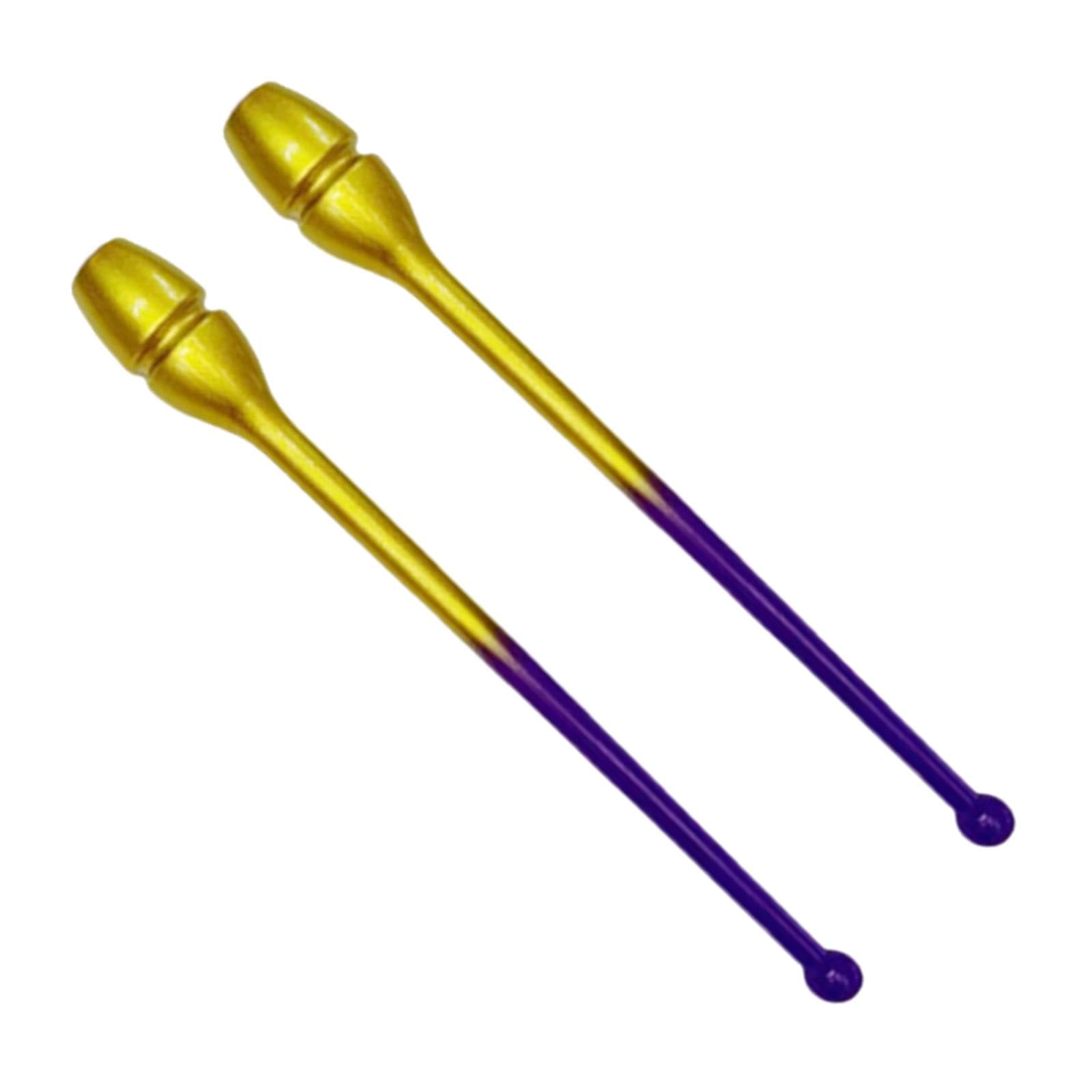2X Connectable Rhythmic Gymnastics Stick Clubs 45cm for Practice Competition Gold Purple-image-38
