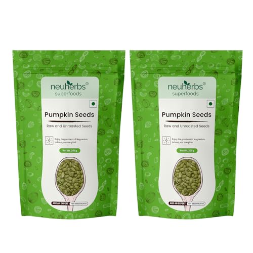 Image of Neuherbs Raw & Unroasted Pumpkin Seeds | Immunity Booster & Fiber Rich Superfood | Rich Source of Omega 3 | Highly Nutritious Snack | Rich in Protein, Zinc & Magnesium 200 G (Pack of 2)