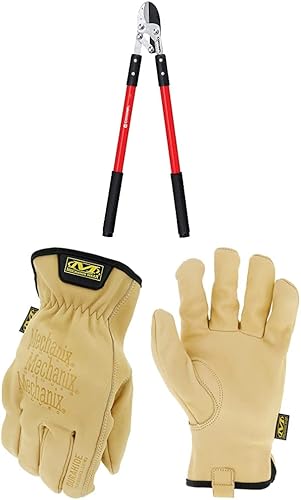 Corona Compound Action Yunque Lopper, 32 pulgadas, FL 3420, rojo + Durahide Cow Driver Mujer (mediana)