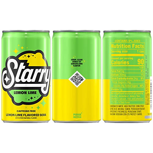 Image of Starry Lemon Lime Soda, Caffeine Free, Mini Cans, 7.5 Fl oz (Pack of 10)