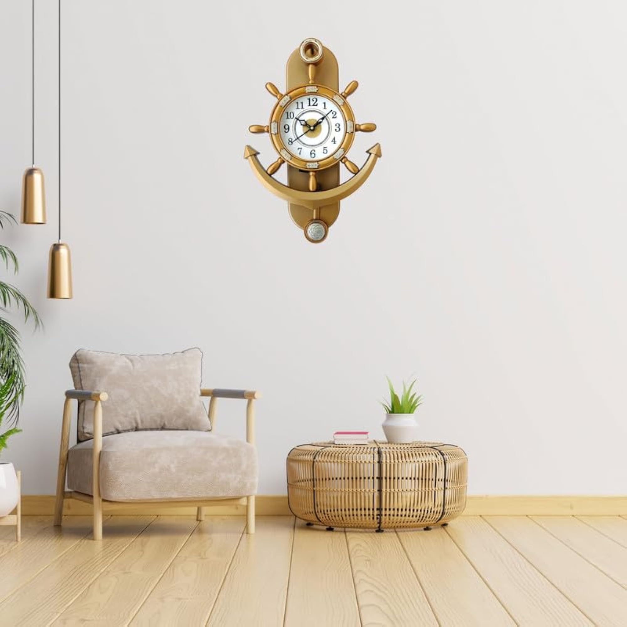Designer Decorative Premium Ship Anchor Shape Pendulum Wall Clock