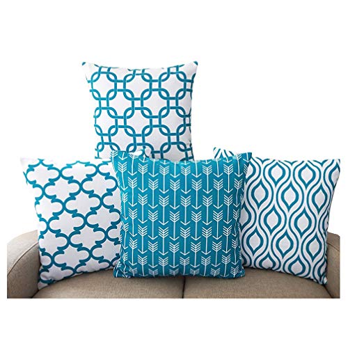 TIDWIACE® Juego 4 Hogar Algodón Lino Decorativa Almohadas Fundas de 