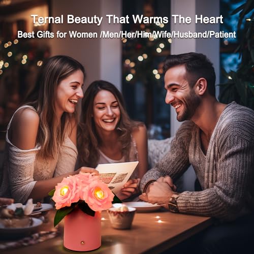 Image of Flower Lamp Gifts for Birthday Christmas Valentines Mothers Day Gifts for Women Mom Grandma Girlfriend Friend Wife Anniversary Birthday, Bedroom Bar Coffee Shop Decor (Rose-Pink-Flower)