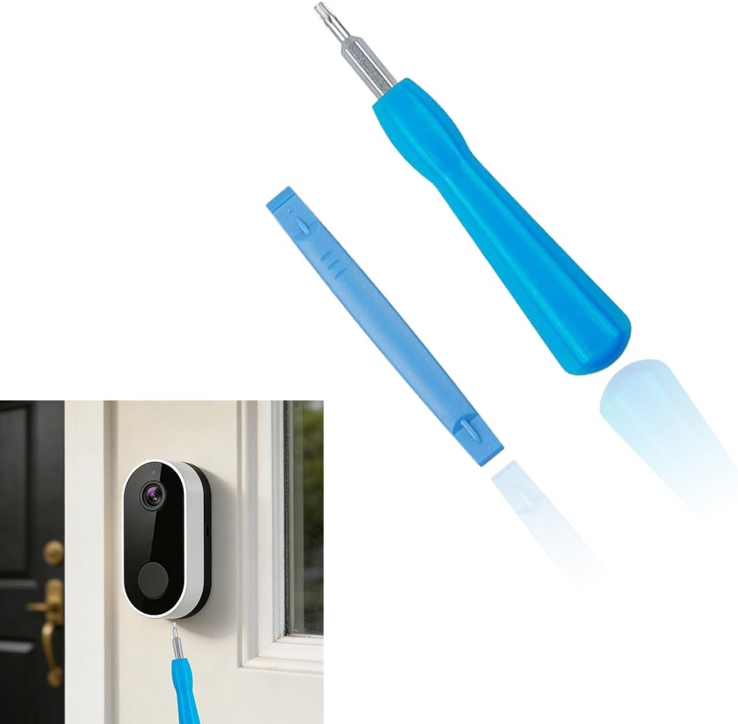 – T6 T15 Double-Ended Screwdriver, Smart Doorbell Repair Tool, Dual-Ended Drill Bit with Handle (Blue)